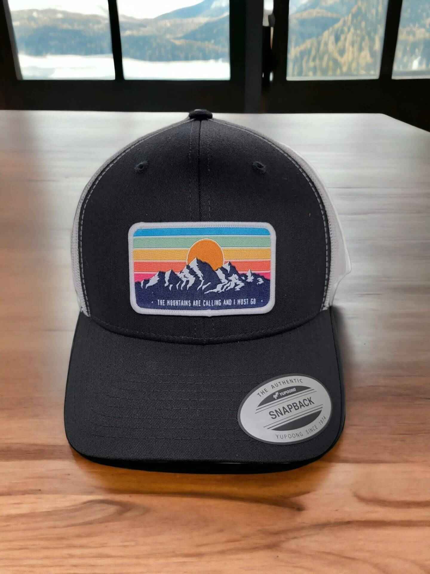 Mountains Trucker Hat with Vintage Style Patch