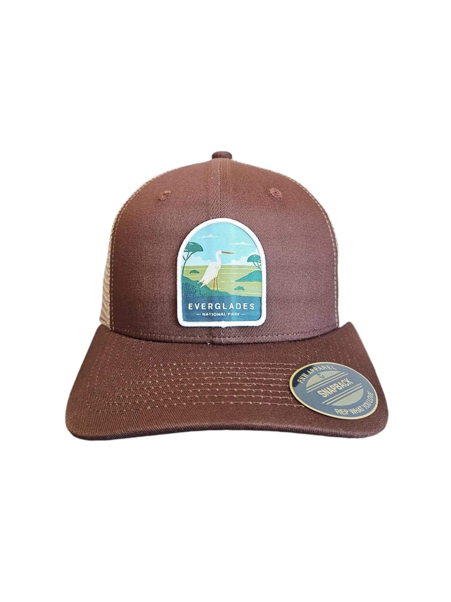 Everglades National Park Snapback Hat with Patch - Brown on Khaki image