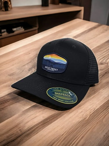 Great Smoky Mountains Trucker Hat - Black on Black Mesh image