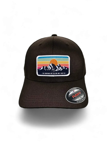 Vintage-Inspired Mountain Patch Fitted Cap: Outdoor Flexfit Headwear for Nature Enthusiasts image 0