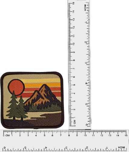 Retro Sunset Mountain Patch –  Iron-On or Sew-On