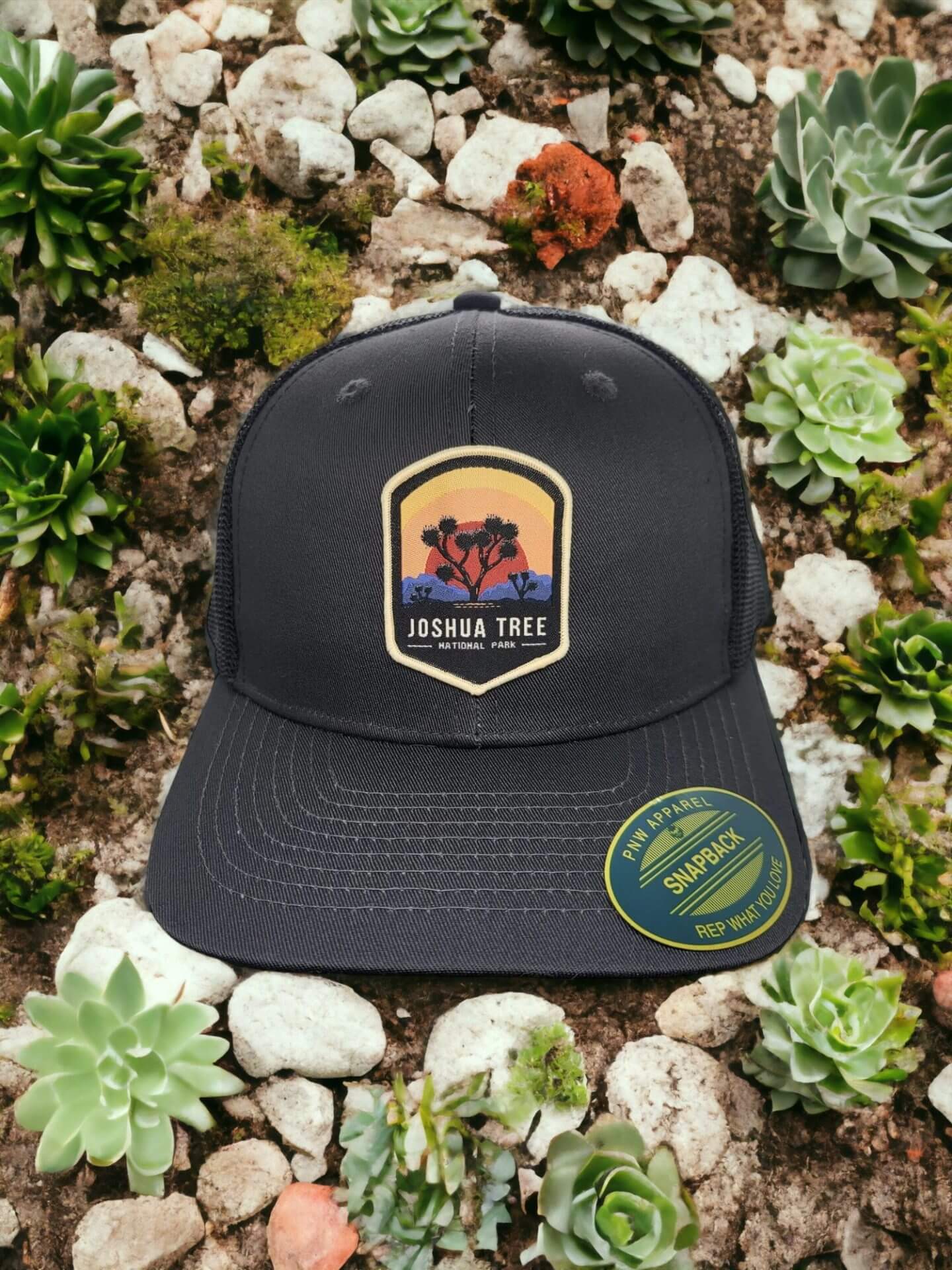 Joshua Tree Trucker Hat - Grey on Black Mesh image