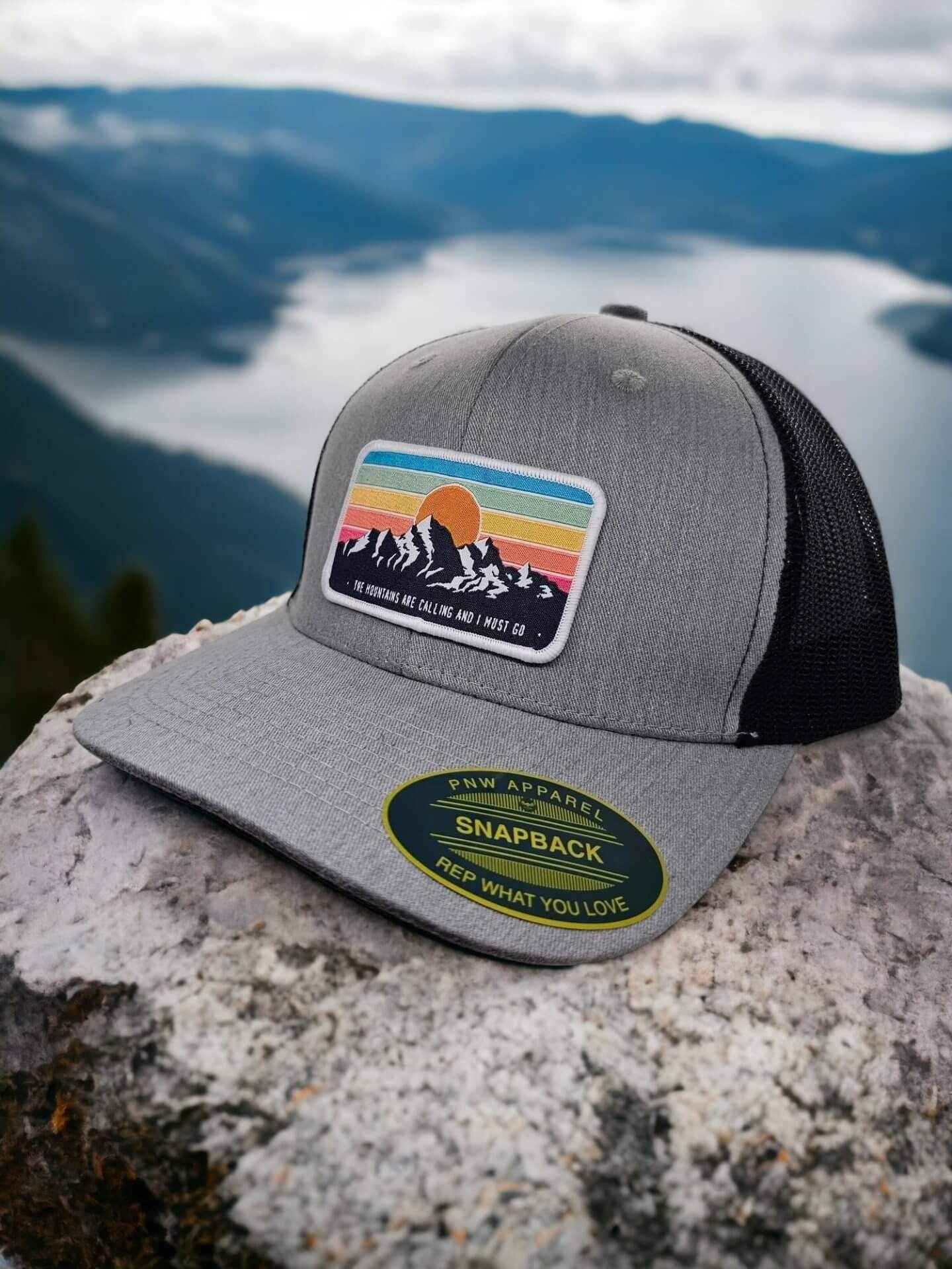 Mountains Trucker Hat with Vintage Style Patch