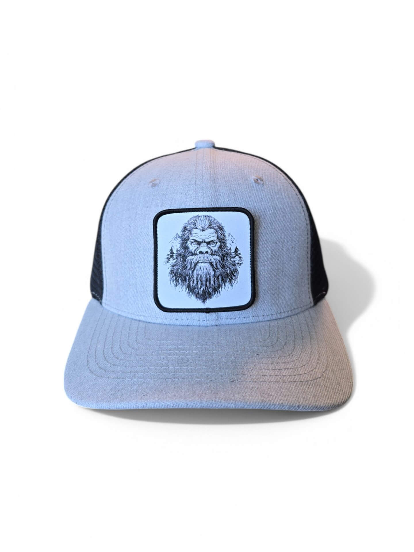 Sasquatch Trucker Hat – Legendary Bigfoot Adventure Cap - Heather Grey on Black image