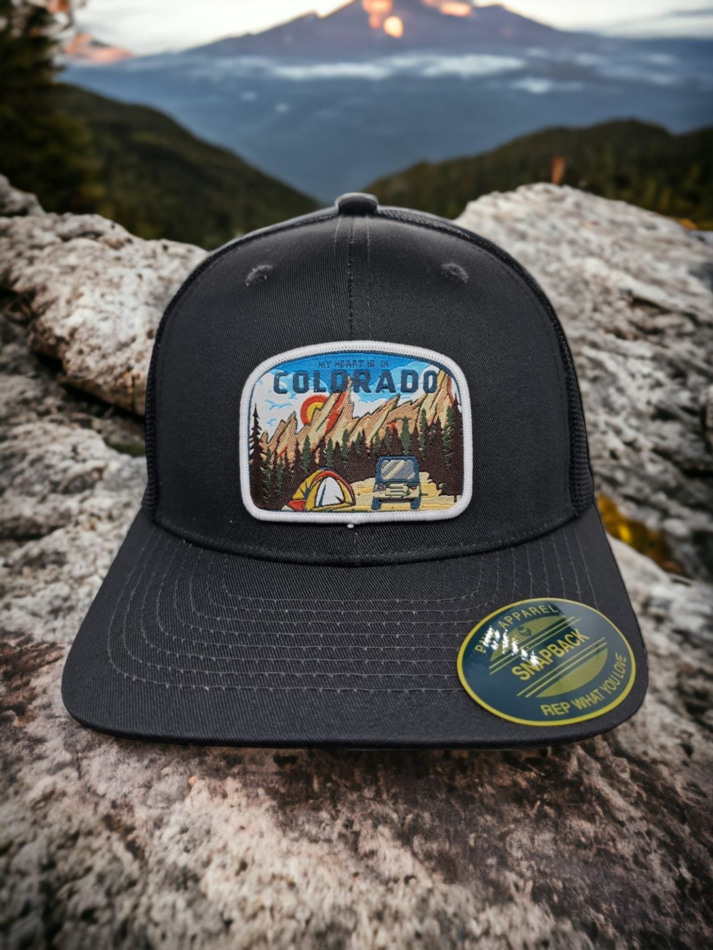 Colorado Trucker Hat with Patch - Grey on Black Mesh image