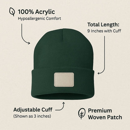 Sasquatch Heritage Patch Beanie | PNW Bigfoot Knit Cap