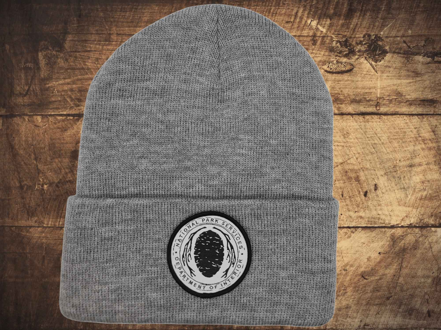 Vintage-Inspired National Park Service Logo Patch Beanie: Outdoor Enthusiast Gift for Nature Lovers