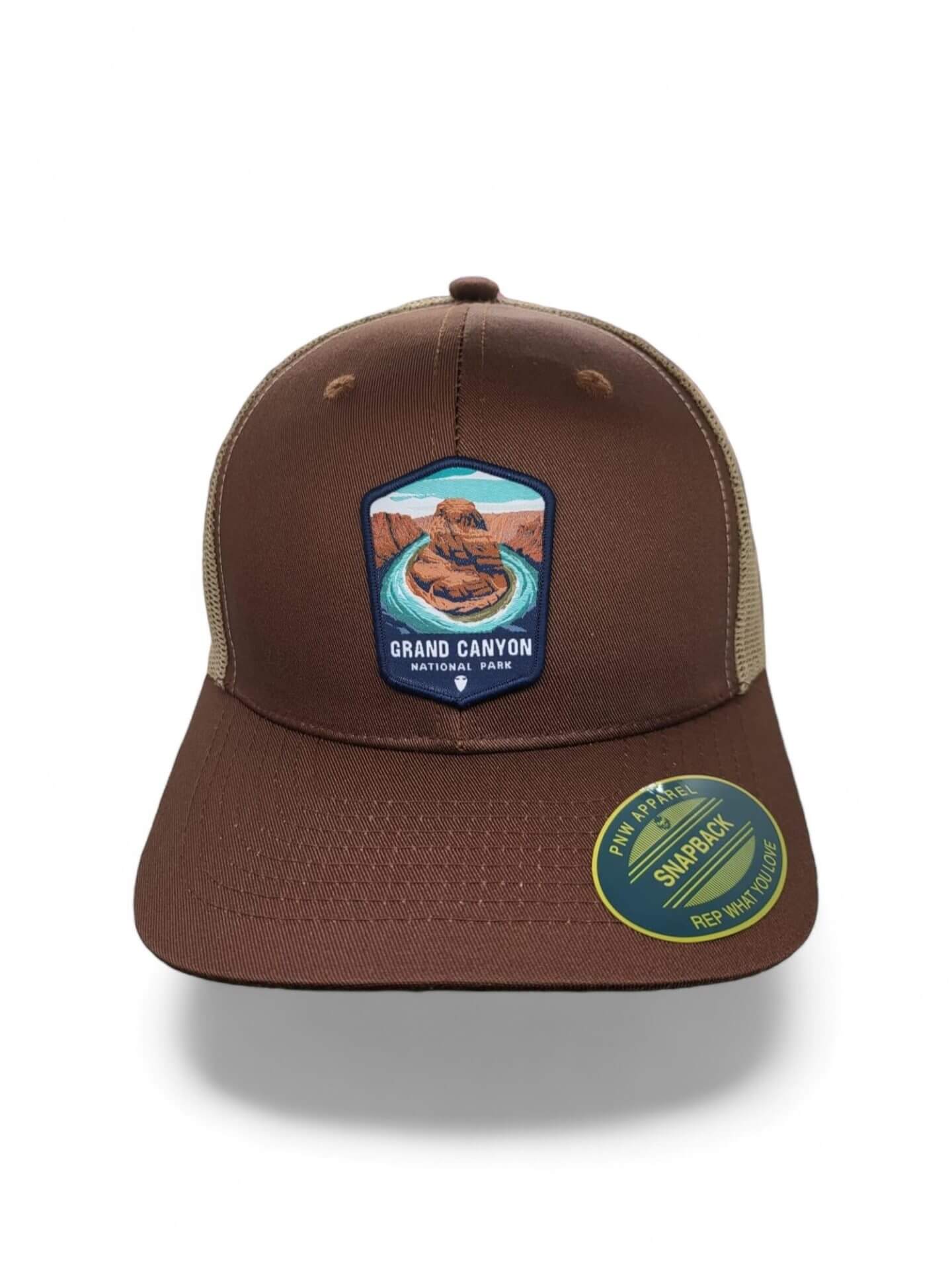 Grand Canyon National Park Hiking Cap for Him - Brown on Khaki image