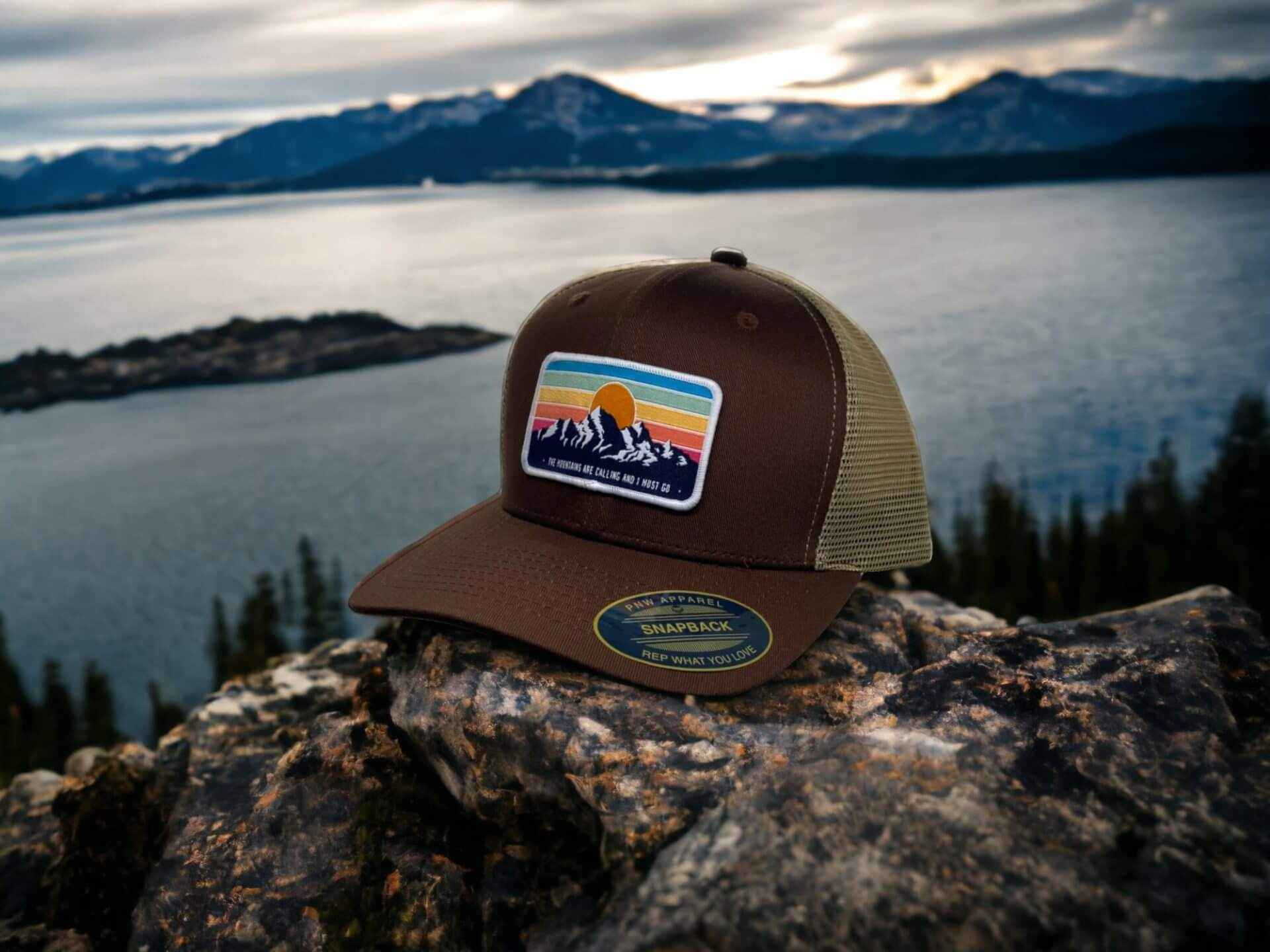 Mountains Trucker Hat with Vintage Style Patch