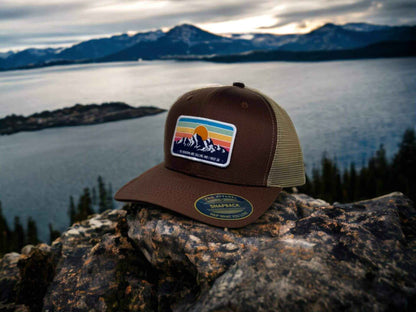 Mountains Trucker Hat with Vintage Style Patch