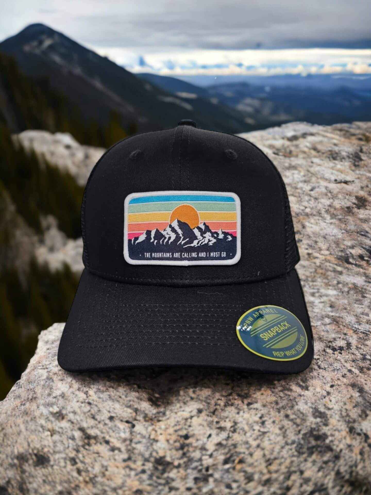 Vintage Mountains Trucker Hat with Retro Style Patch
