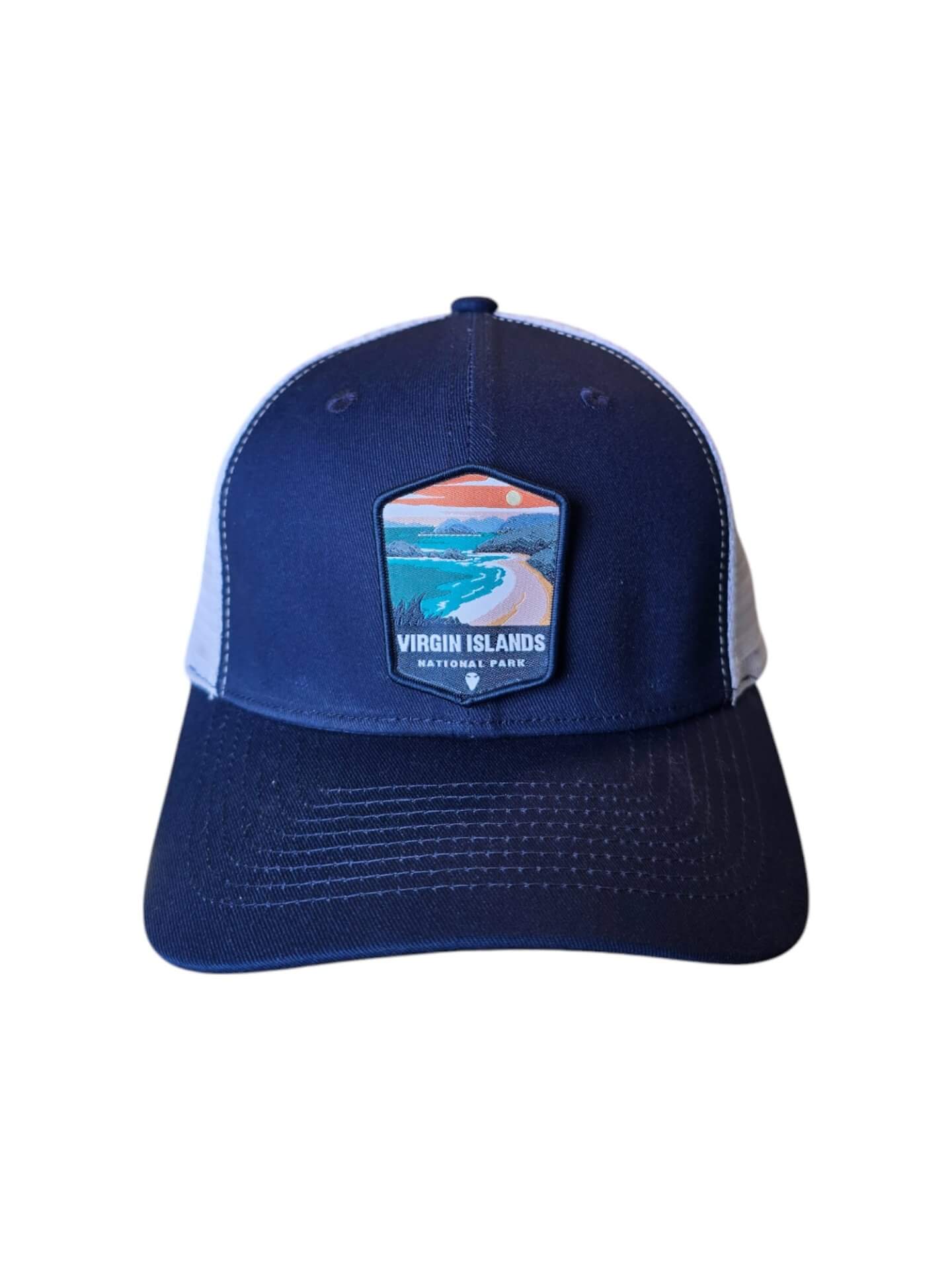 Virgin Islands National Park Snapback Hat - Navy Blue on White Mesh image