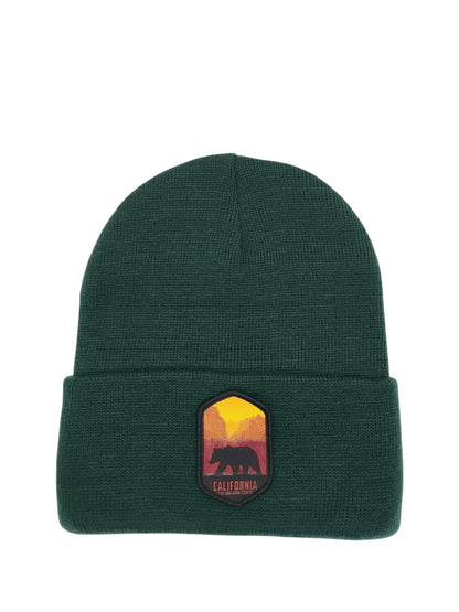 California Beanie with State Patch - Cozy Winter Headwear for Outdoor Adventures - Forest Green image