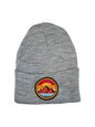 Mountain Sunset Beanie Cozy Knit Hat with Vintage Vibrant Patch image 0