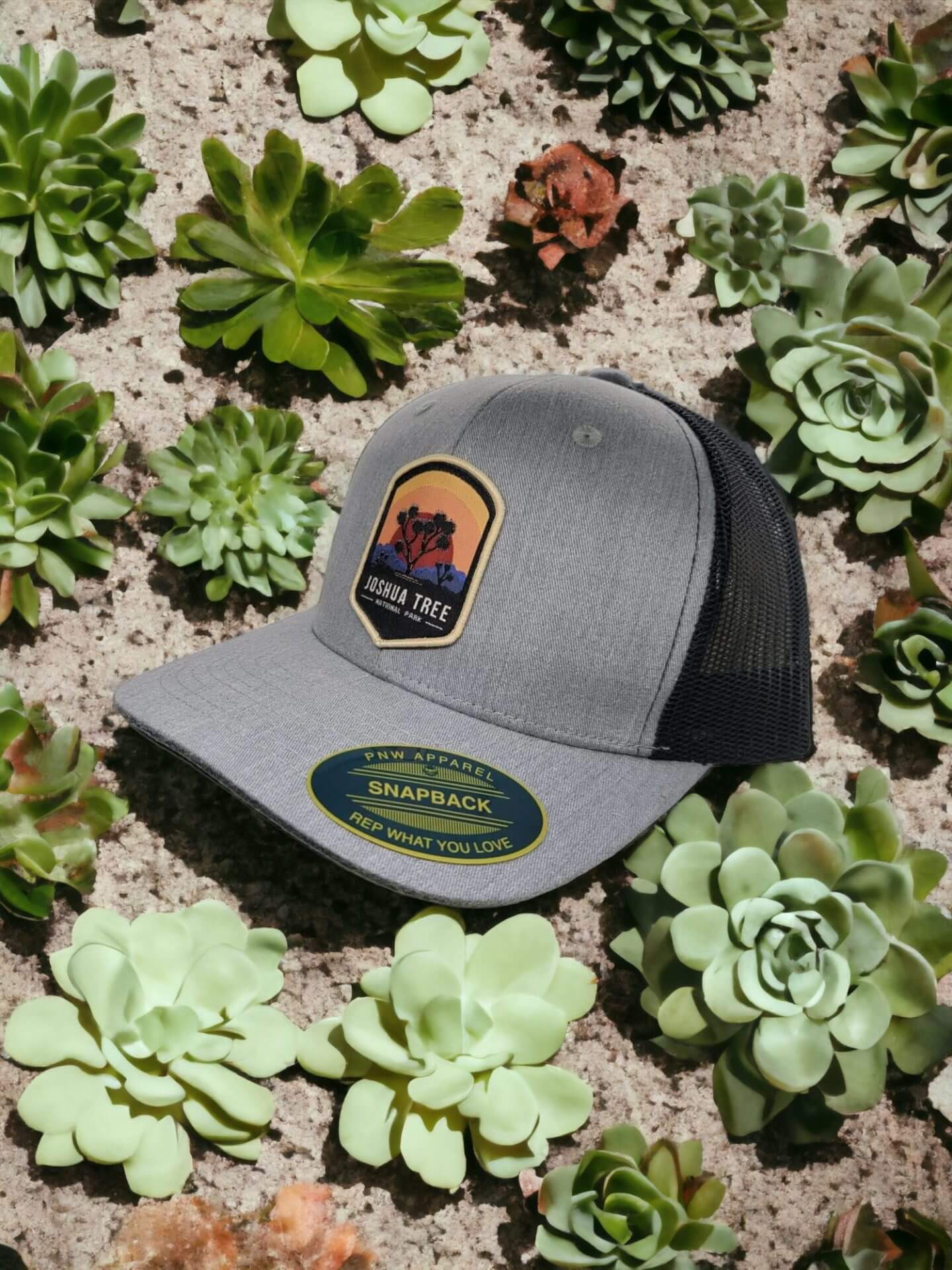 Joshua Tree Trucker Hat - Heather Grey on Black image