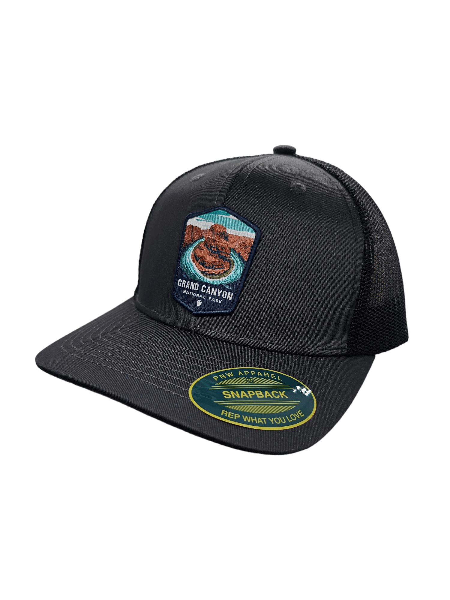 Grand Canyon National Park Hiking Cap for Him - Grey on Black Mesh image