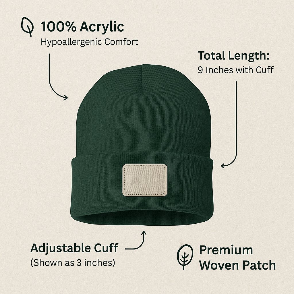 Utah Beanie – Cozy Knit Hat with Tree Line Patch image 7