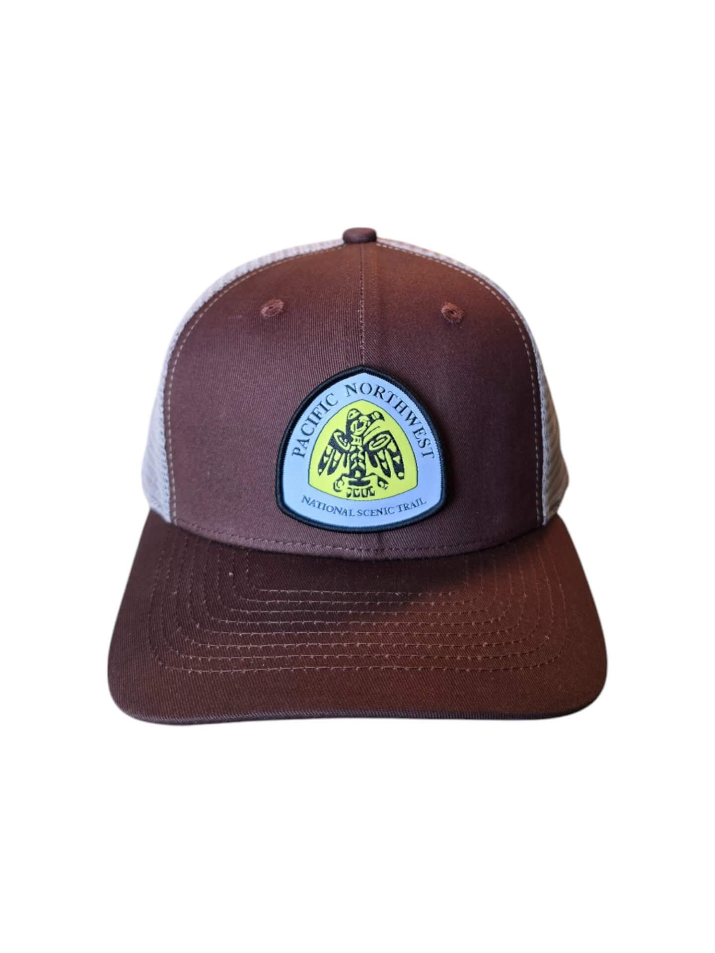 PNW Hiking Snapback Cap for Scenic Outdoor Adventures - Brown on Khaki image