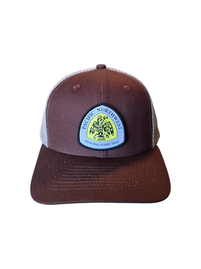 PNW Hiking Snapback Cap for Scenic Outdoor Adventures - Brown on Khaki image