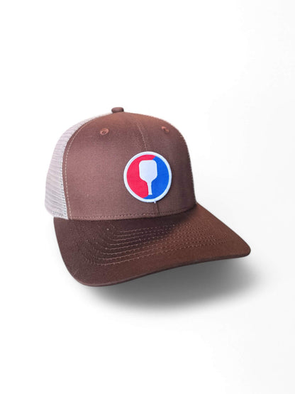 Pickleball Trucker Hat with Paddle Patch – Sporty & Stylish - Brown on Khaki image