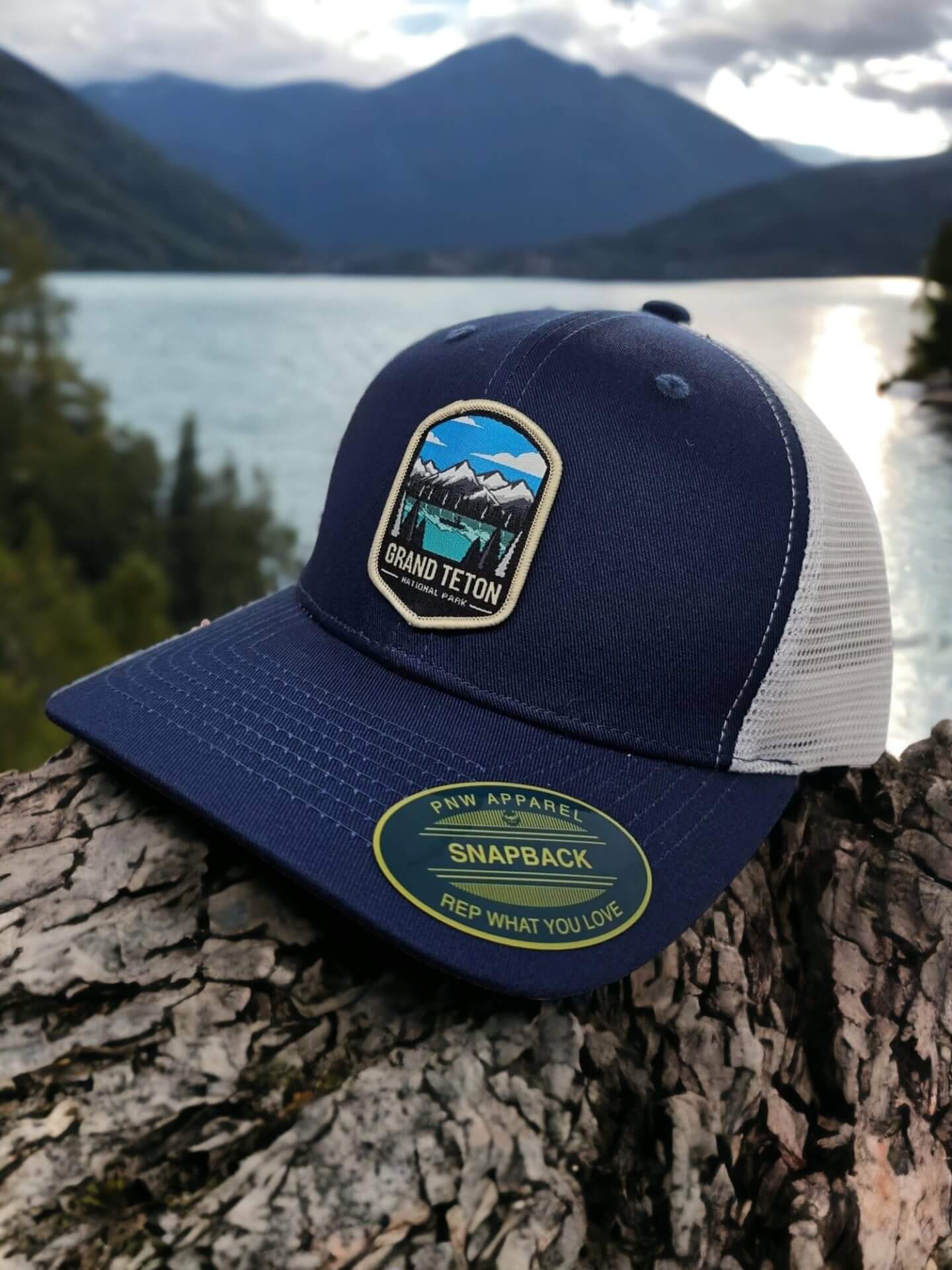 Grand Teton Trucker Hat - Navy Blue on White Mesh image