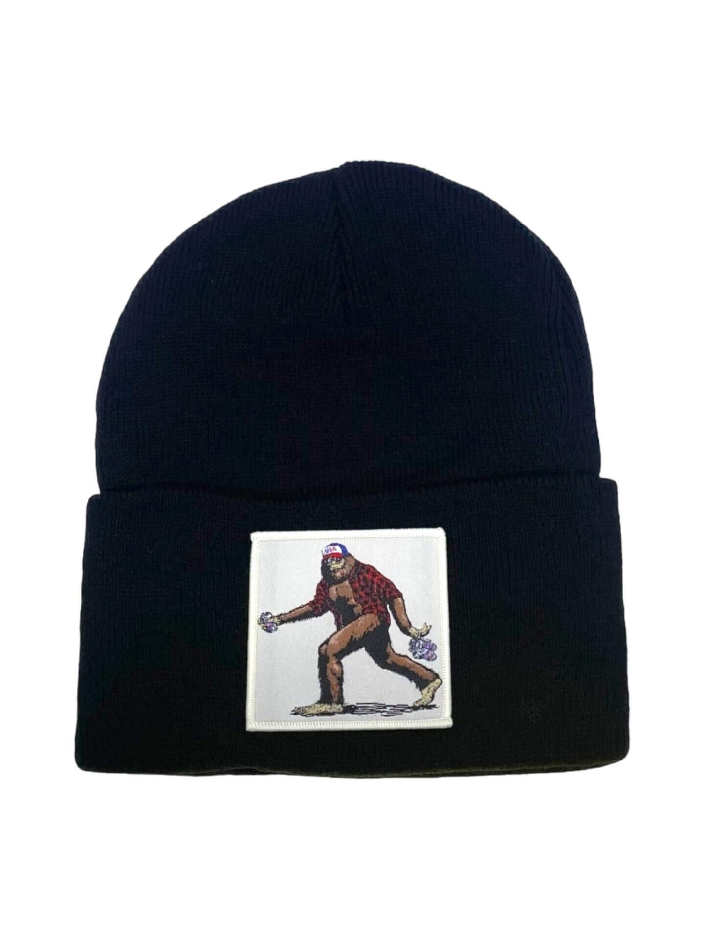 Sasquatch Beanie w/ Big Foot Patch - Black image