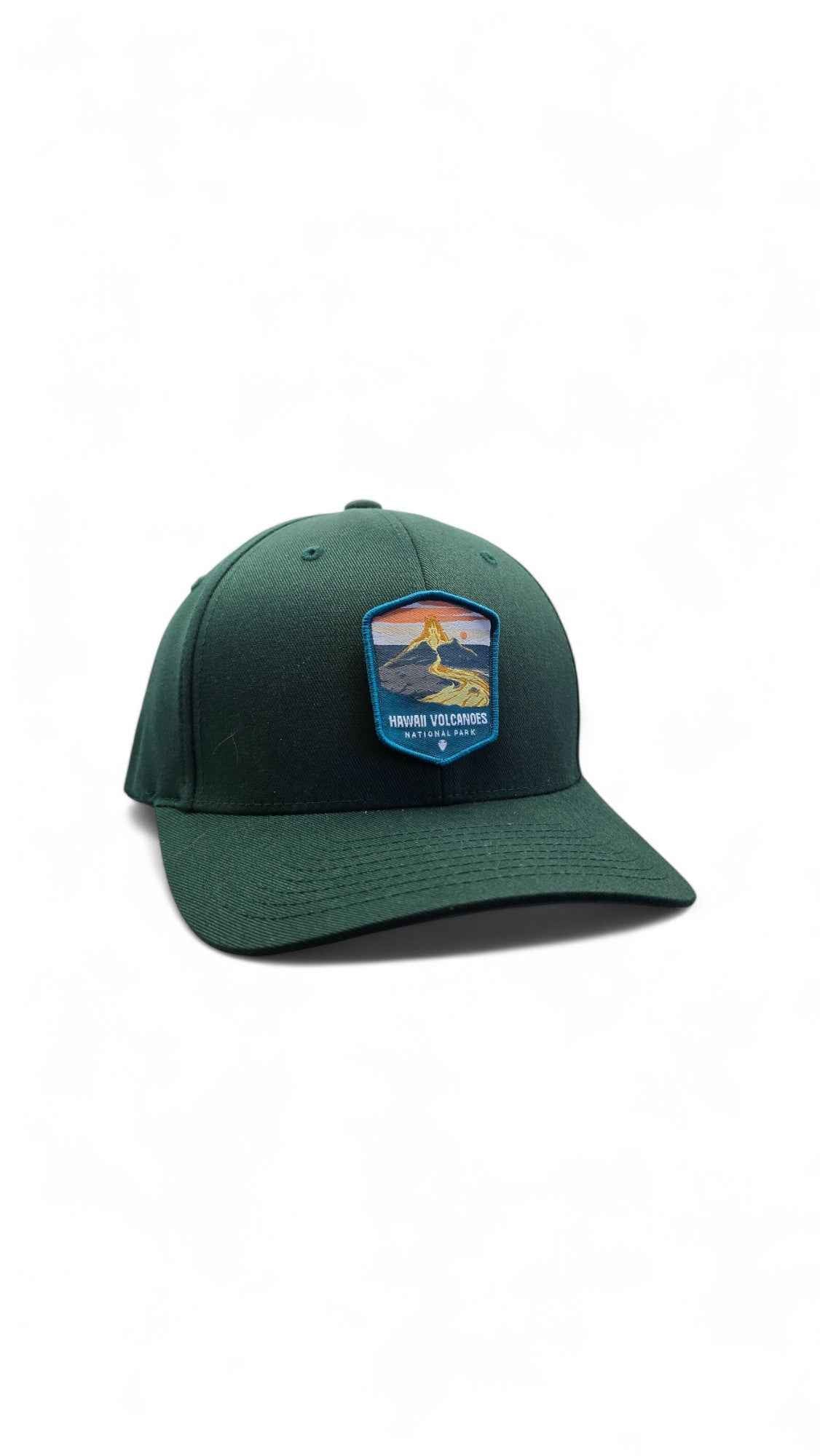 Hawai‘i Volcanoes Hat – Green Black Fitted National Park Cap