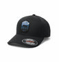 Moove Headwear black fitted baseball cap with embroidered Alaska moose and mountain patch. Features Flexfit technology.