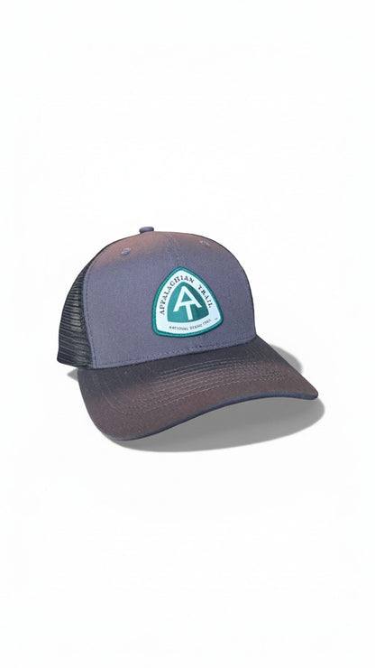 Moove Headwear Appalachian Trail trucker hat in grey with mesh back and embroidered logo. Adjustable strap for a secure fit.