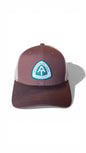 Moove Headwear brown trucker hat with Appalachian Trail logo patch, mesh back, and adjustable strap for hiking.