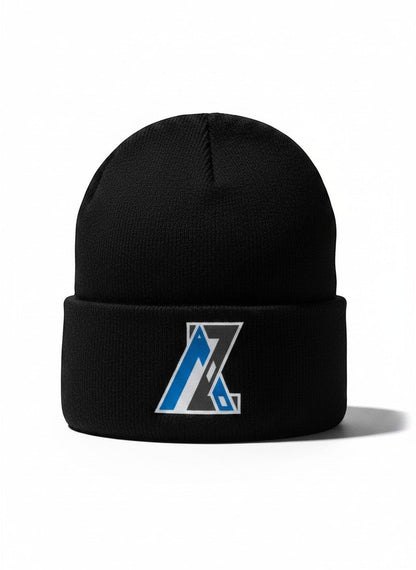 Moove Headwear black acrylic rib-knit beanie with Arizona AZ logo patch on front. One size fits all.