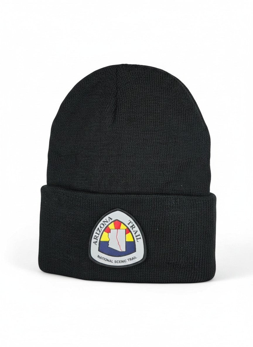 Moove Headwear black acrylic rib-knit beanie with Arizona National Scenic Trail patch. One size fits all.