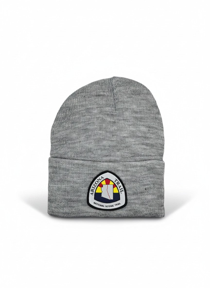 Moove Headwear grey acrylic rib-knit beanie with Arizona National Scenic Trail patch. One size fits all.