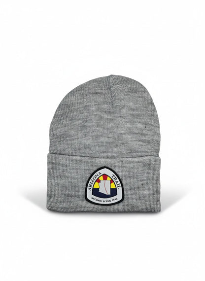 Moove Headwear grey acrylic rib-knit beanie with Arizona National Scenic Trail patch. One size fits all.