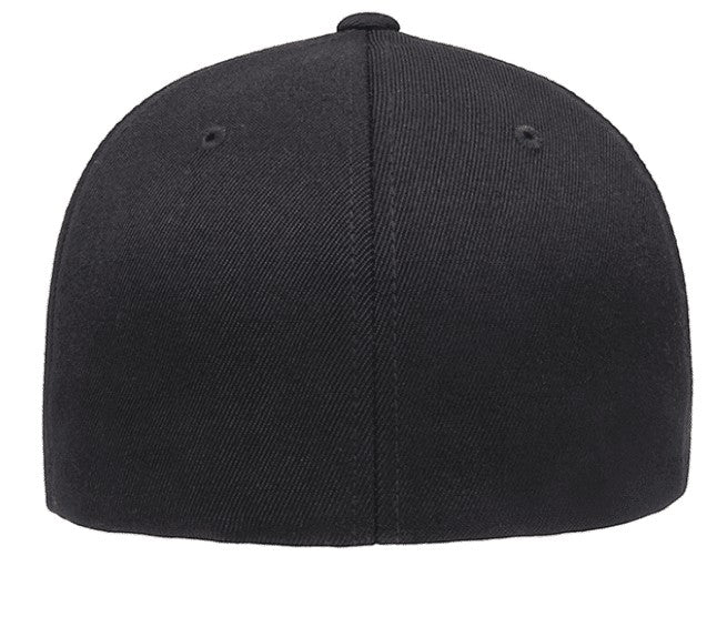 Moove Headwear black fitted baseball cap with embroidered Last Frontier patch, ideal for outdoor adventures.
