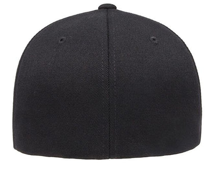 Moove Headwear black fitted Flexfit cap with embroidered Lassen Volcanic National Park patch.