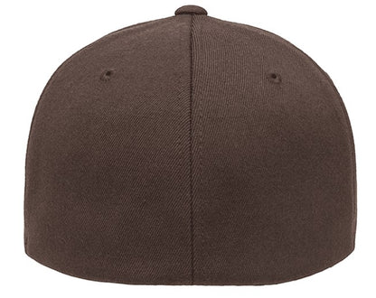 Moove Headwear brown vintage mountain patch Flexfit baseball cap with breathable eyelets.