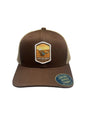 Moove Headwear brown trucker hat with mesh back and Canyonlands National Park emblem. Adjustable snap closure.