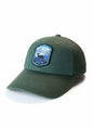 Moove Headwear dark green adjustable strapback baseball cap with a patch featuring a bighorn sheep and mountains, representing Colorado.