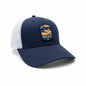 Moove Headwear navy blue trucker hat with white mesh back and Death Valley National Park patch.