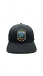 Moove Headwear black fitted baseball cap with Denali National Park embroidered patch featuring mountains, trees, and aurora borealis.