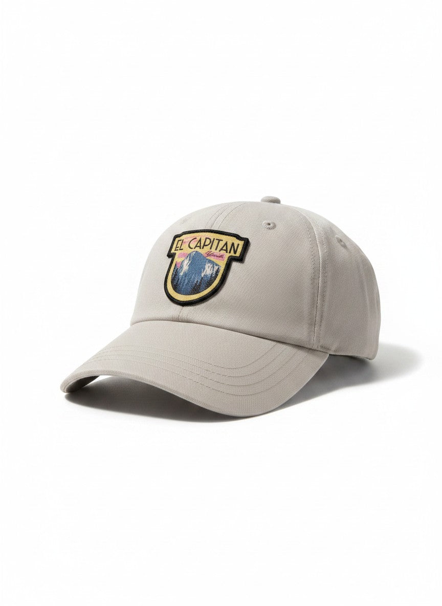 Moove Headwear light grey dad hat with embroidered El Capitan Yosemite patch
