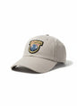Moove Headwear El Capitan Yosemite embroidered dad hat in light beige with a woven patch featuring mountains and sunset.