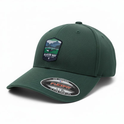 Moove Headwear dark green acrylic-cotton blend fitted hat with Glacier Bay National Park embroidered patch.