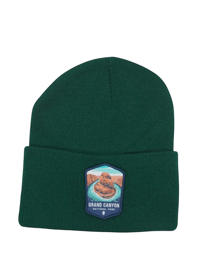 Moove Headwear dark green acrylic knit beanie with Grand Canyon National Park patch.