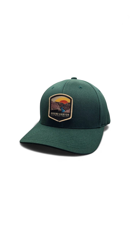 Moove Headwear dark green Flexfit baseball cap with embroidered Grand Canyon National Park patch.