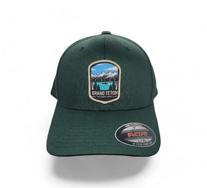 Moove Headwear dark green fitted cap with Grand Teton National Park embroidered patch