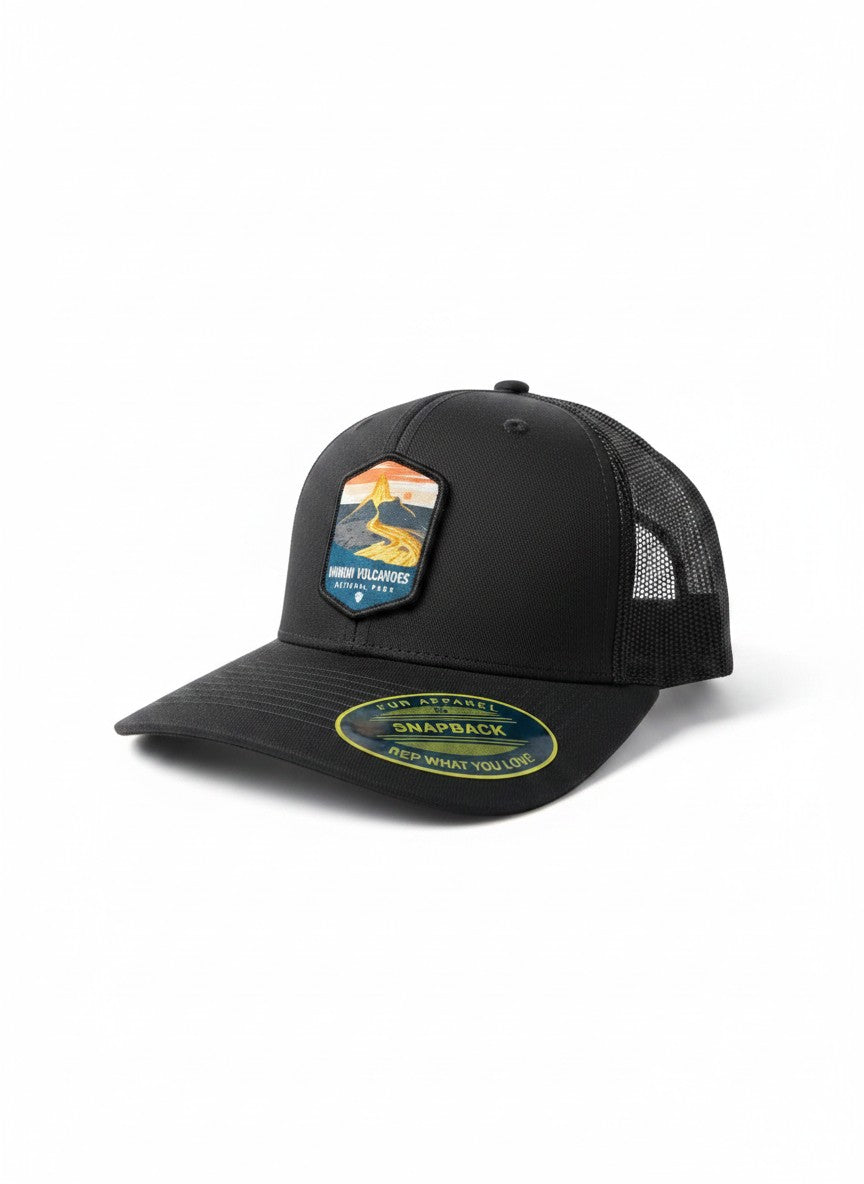 Moove Headwear dark grey baseball cap with Hawaii Volcanoes National Park logo patch and mesh back