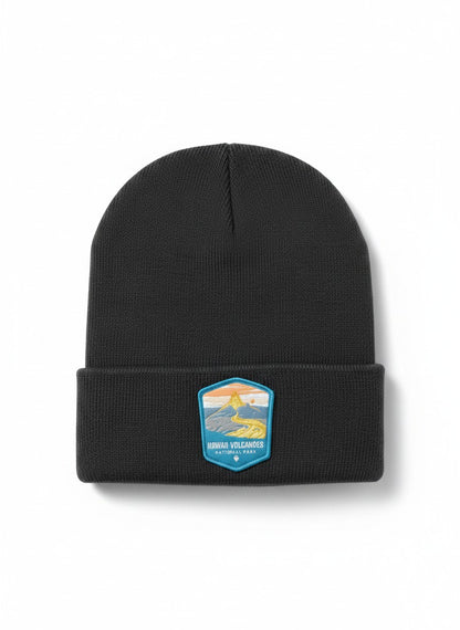 Moove Headwear dark grey knit beanie with Hawaii Volcanoes National Park patch