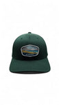 Moove Headwear dark green cotton blend baseball cap with Indiana Dunes National Park embroidered patch and adjustable strap.